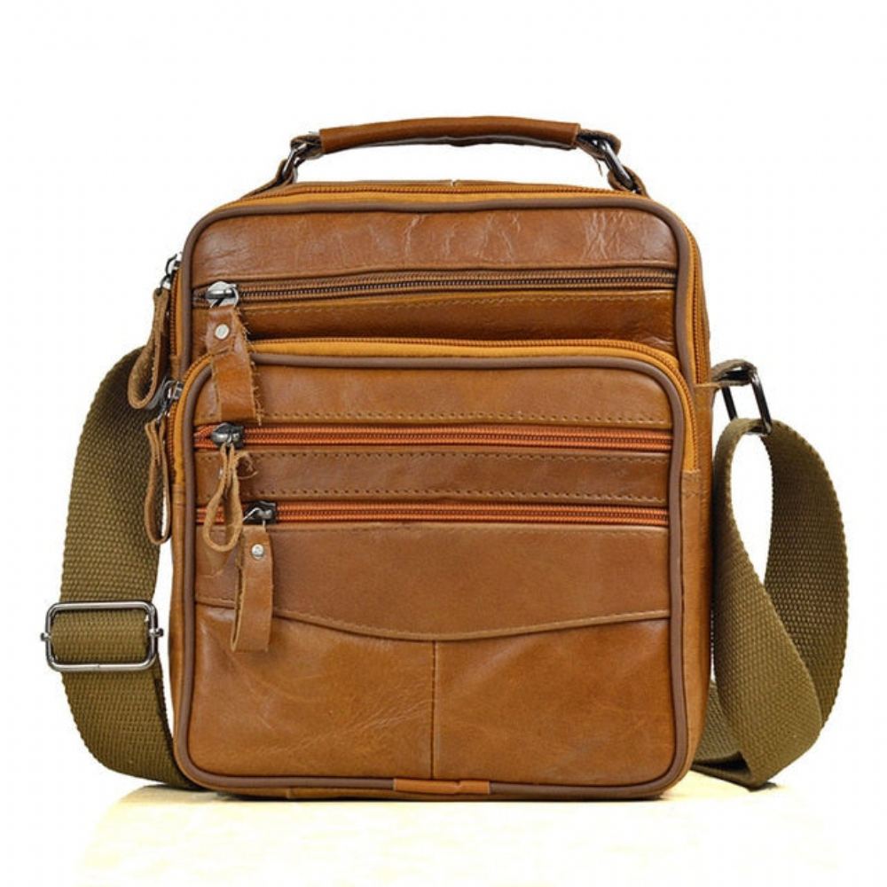 Miesten Salkut Muoti Aitoa Nahkaa Oleva Crossbody-laukku