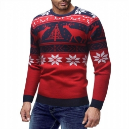 Miesten Neulepuserot Deer Print Fashion Villapaita