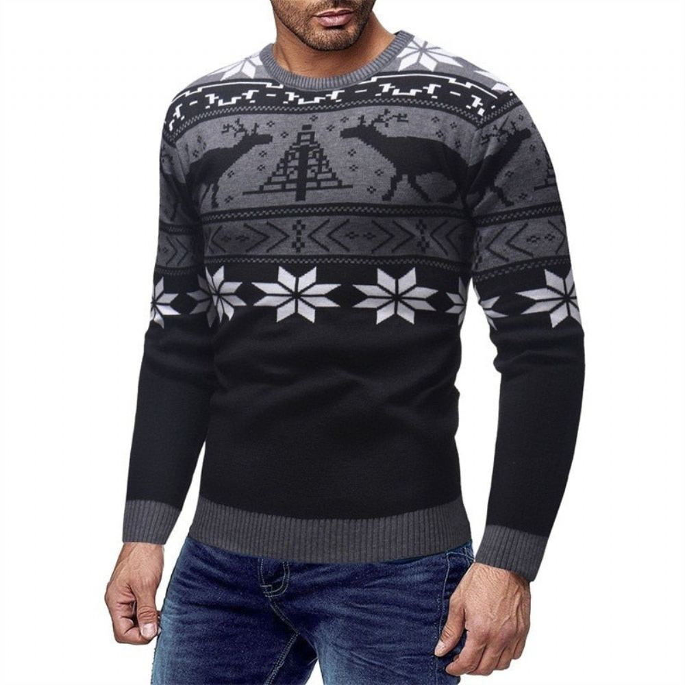 Miesten Neulepuserot Deer Print Fashion Villapaita