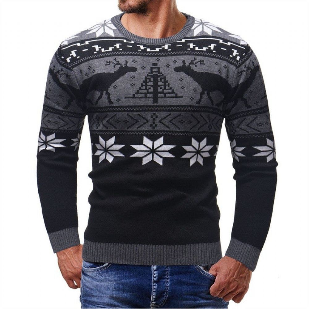 Miesten Neulepuserot Deer Print Fashion Villapaita