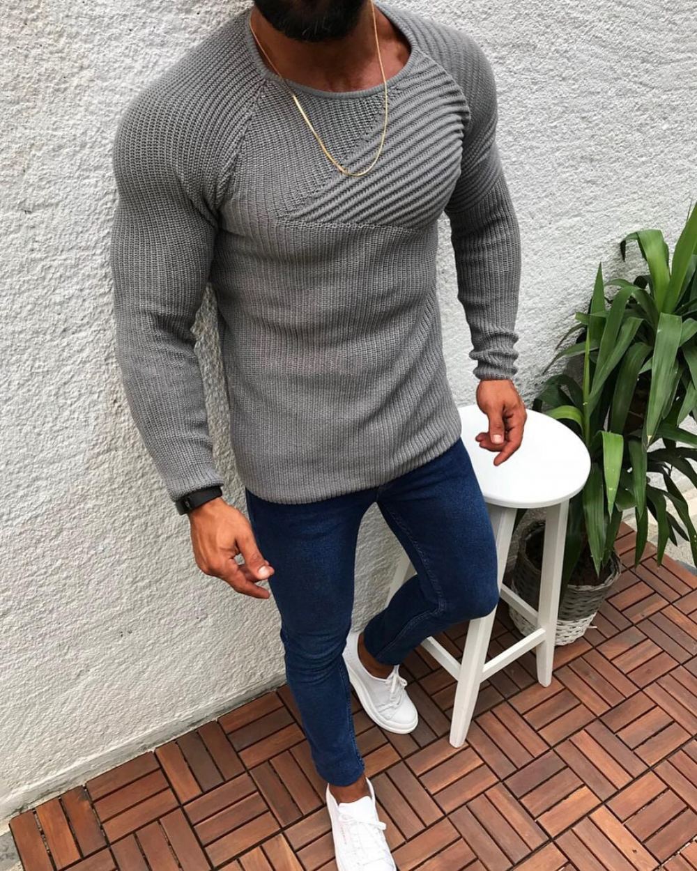 Miesten Neulepuserot Talvi Slim Fit Villapaita