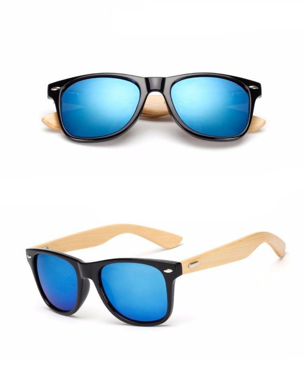 Retro Bamboo Wood Classic Wayfarer Style Aurinkolasit