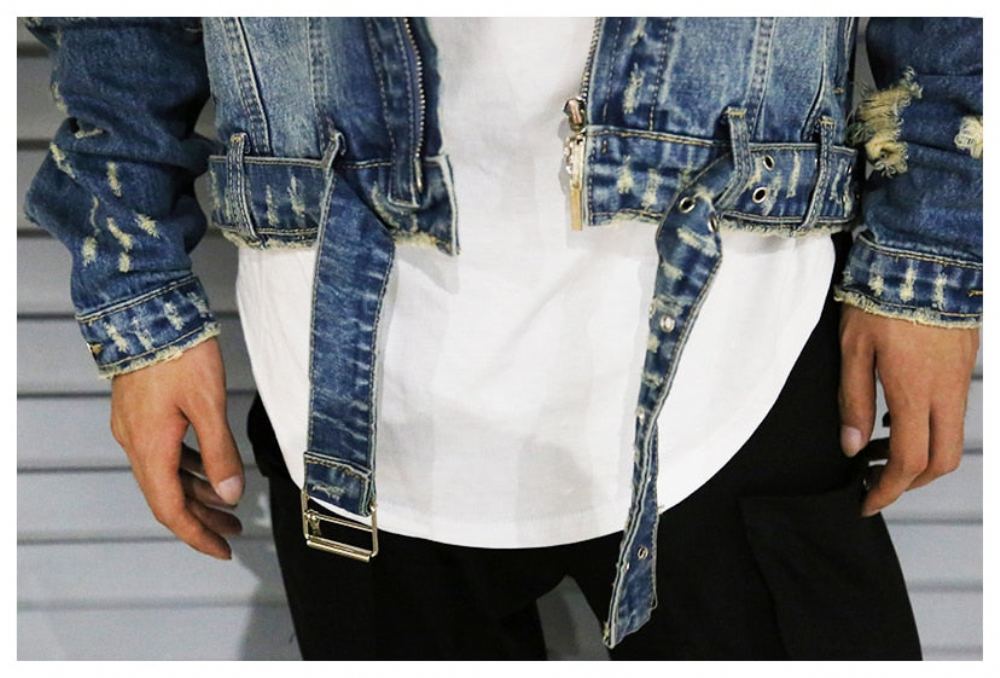 Farkkutakit Miesten Revitty Nauha Distressed Denim Takki
