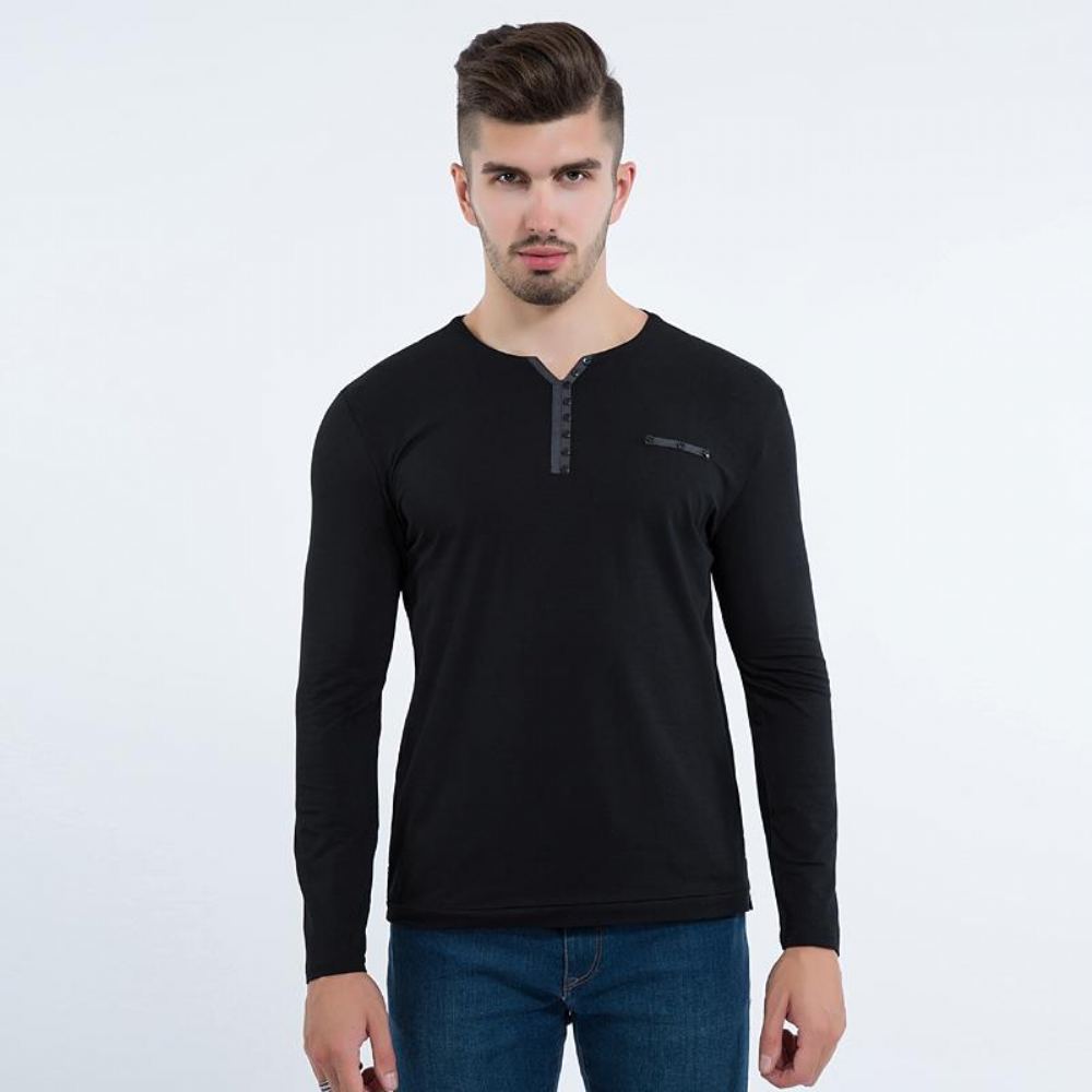 Miesten Paidat Tyylikäs Slim Fit Pitkähihainen T-paita