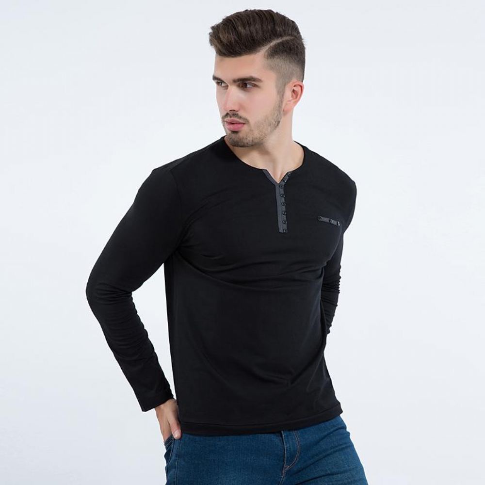 Miesten Paidat Tyylikäs Slim Fit Pitkähihainen T-paita