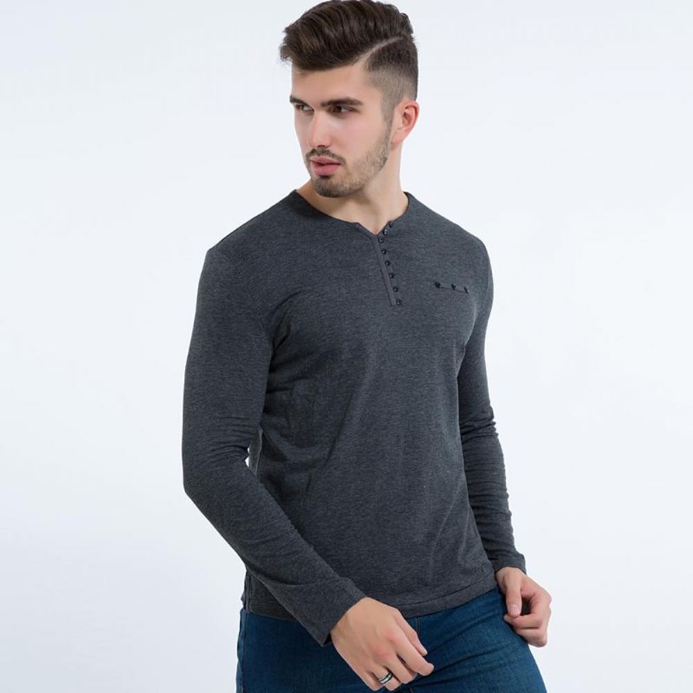 Miesten Paidat Tyylikäs Slim Fit Pitkähihainen T-paita