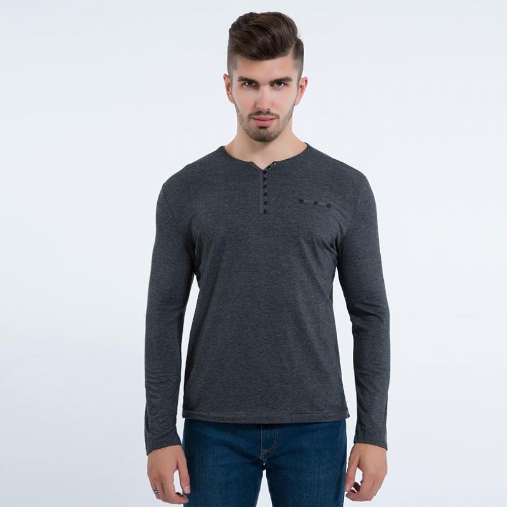 Miesten Paidat Tyylikäs Slim Fit Pitkähihainen T-paita