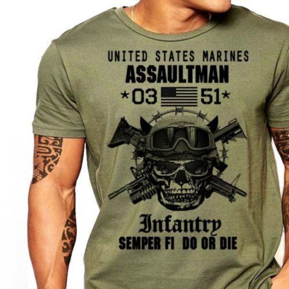 Miesten Paidat Us Marines Infantry Assaultman T-paita