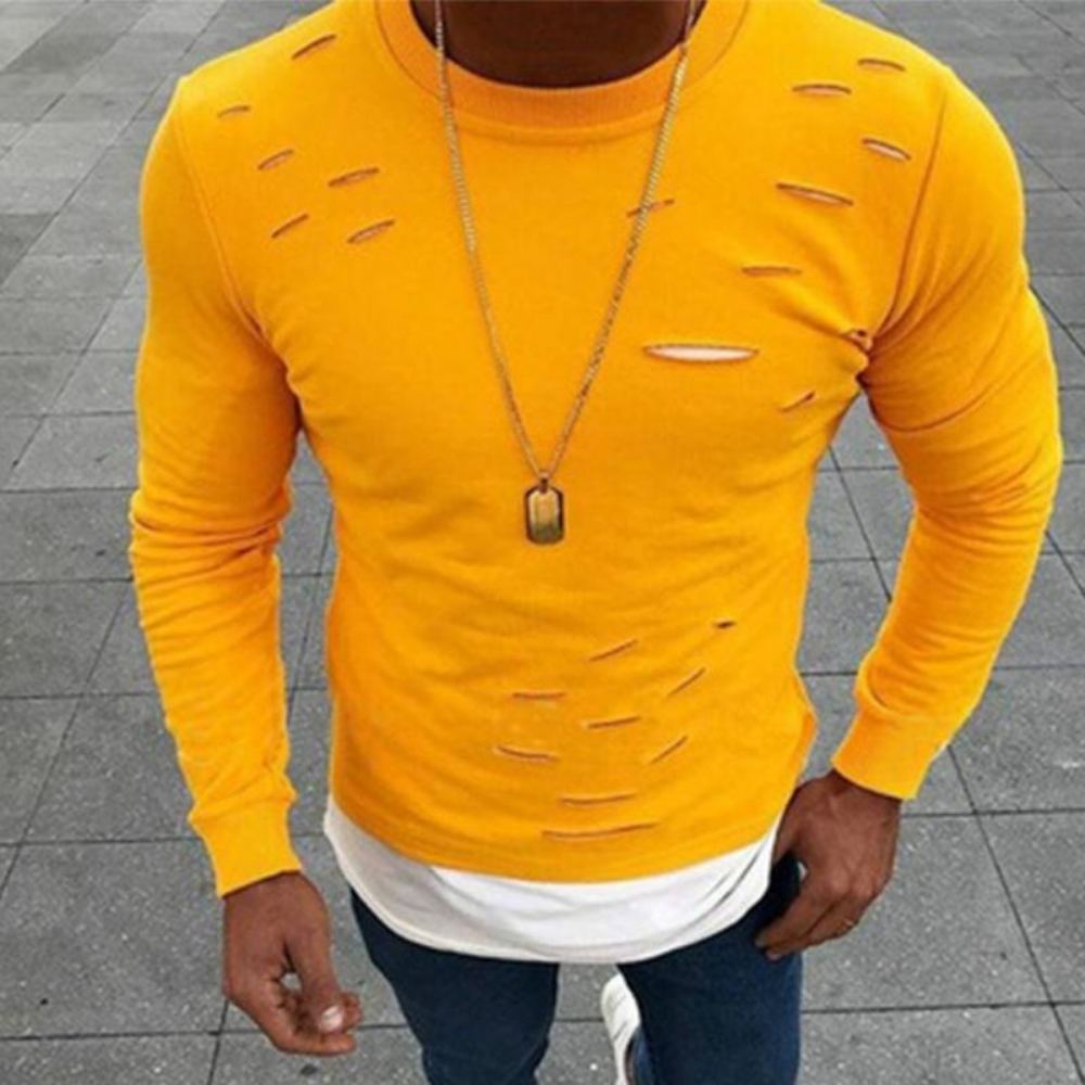 Paidat Miesten Fashion Hole Design T-paita