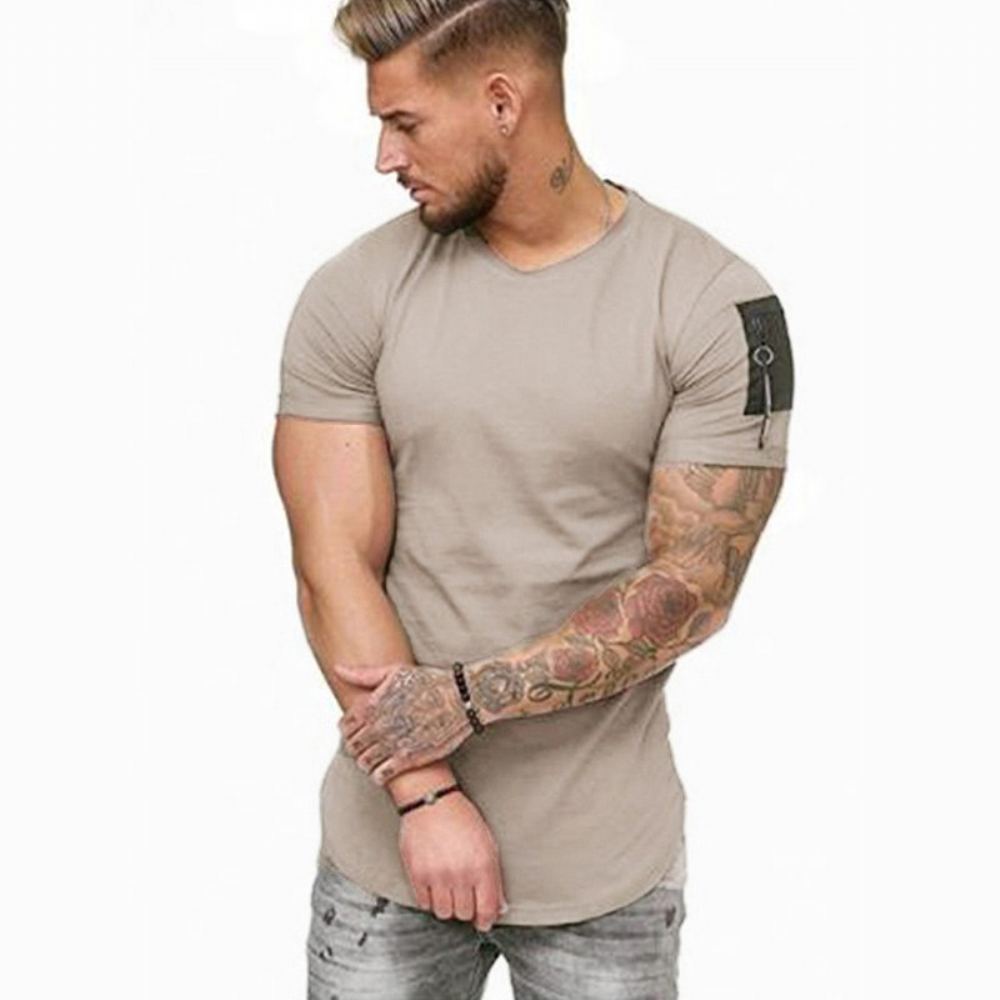Paidat Miesten Merkki Zipper On Shoulder T-paita