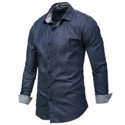 Kauluspaidat Miesten Polka Dot Denim Mekkopaita