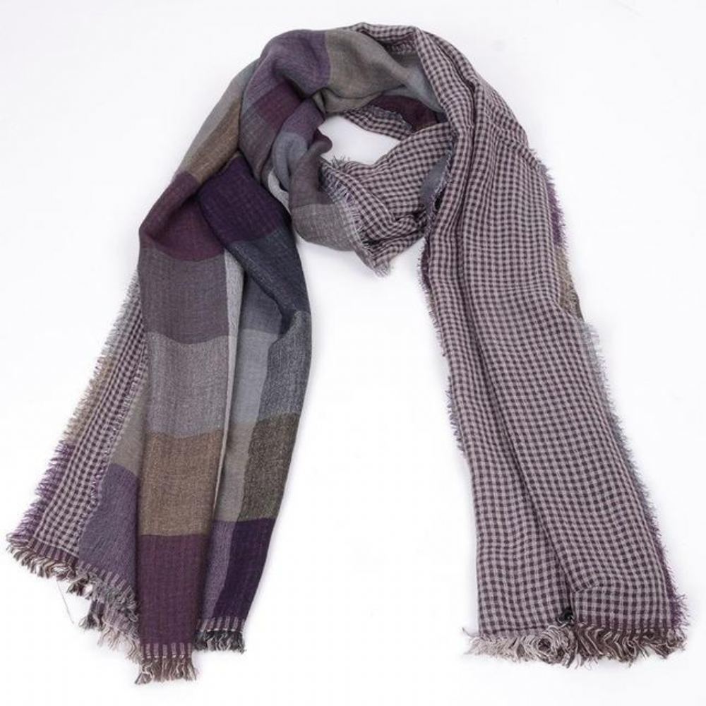 Huivit Miesten Tassel Double Fine Stripe Ruudullinen Huivi