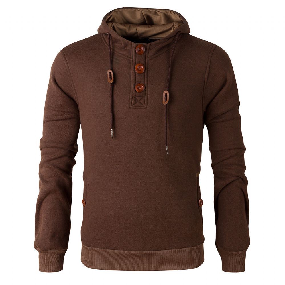 Hupparit Miesten Puiset Napit Fleece-huppari