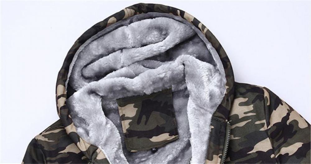 Hupparit Miesten Talvi Thick Fleece Camo-huppari