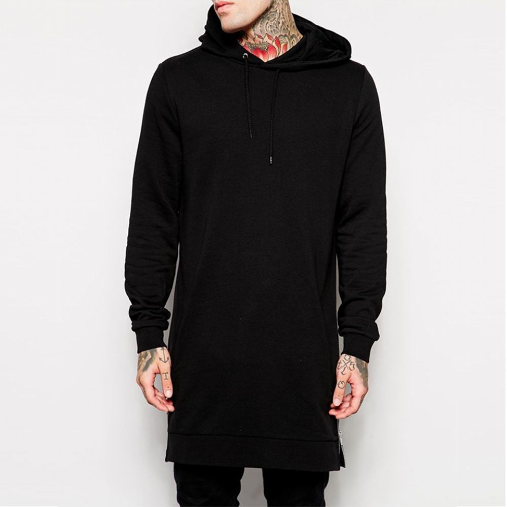 Miesten Hupparit Fleece Hip Hop Longline Fashion Huppari