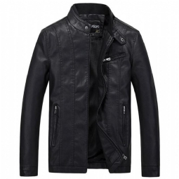 Miesten Nahkatakit Biker Style Slim Fit Pu-nahkatakki