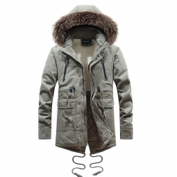 Miesten Takit Thick Fur Liner Trench Overcoat