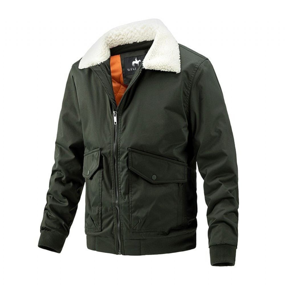 Miesten Takit West Fur Collar Lämmin Tuulitakki