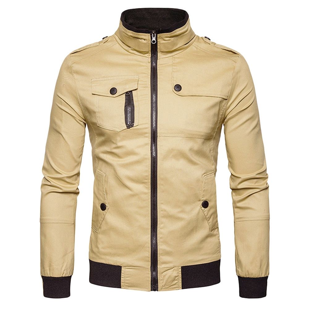 Takit Miesten Epaulet Design Taskut Vetoketjullinen Takki