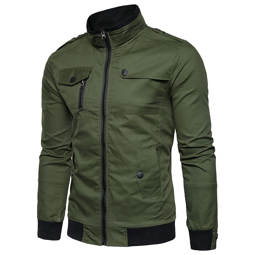 Takit Miesten Epaulet Design Taskut Vetoketjullinen Takki