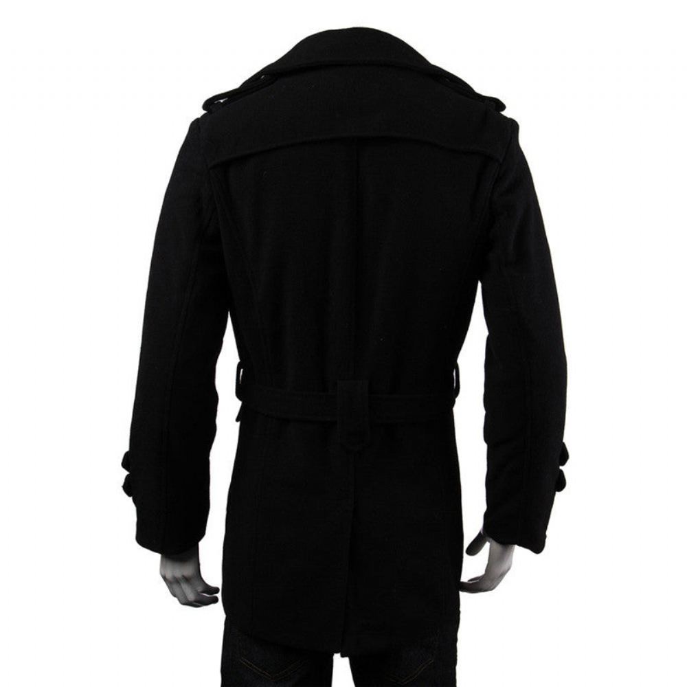 Takit Miesten Faux Wool Trench Business Pitkä Takki
