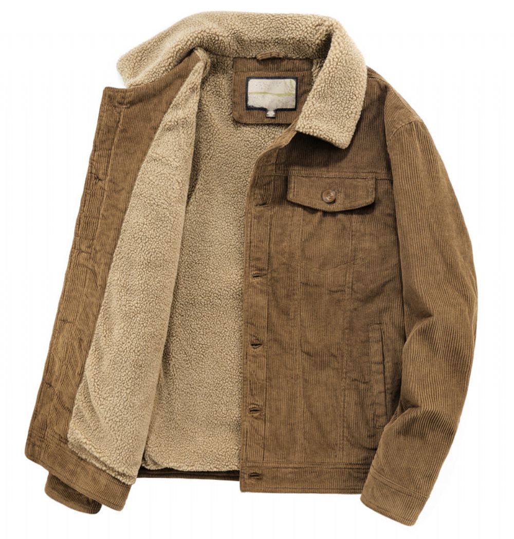 Takit Miesten Talven Lämmin Vakosametti Denim Takki