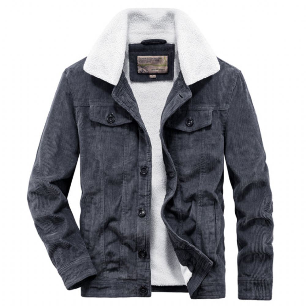 Takit Miesten Talven Lämmin Vakosametti Denim Takki
