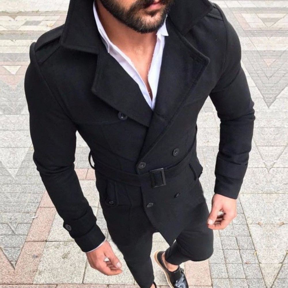 Takit Miesten Trench Reefer Double Breasted Peacoat