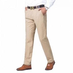 Miesten Housut Business Casual Suorat Puuvillahousut
