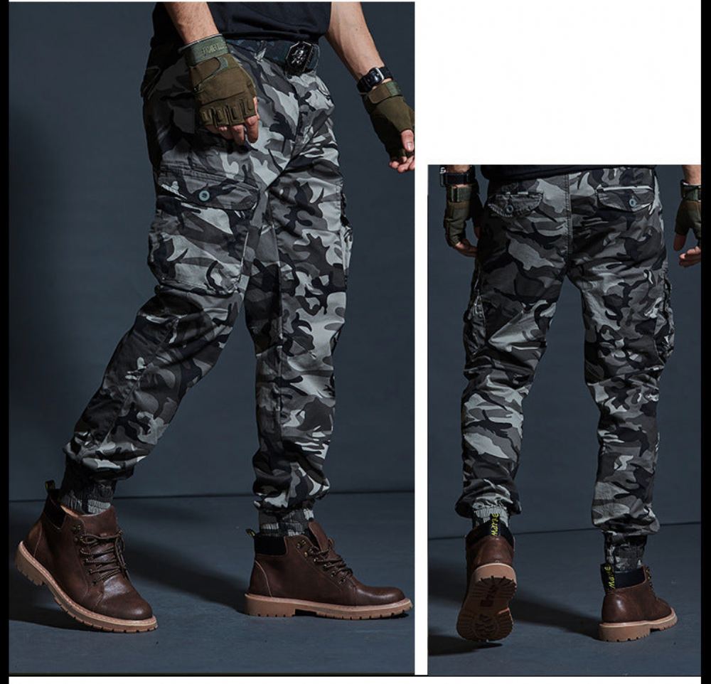 Miesten Housut Cargo Military Style Elastisuushousut