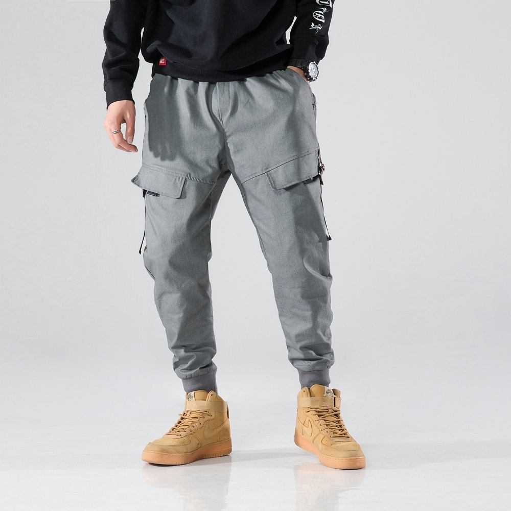 Miesten Housut Streetwear-sivutaskut Stripe-lenkkihousut