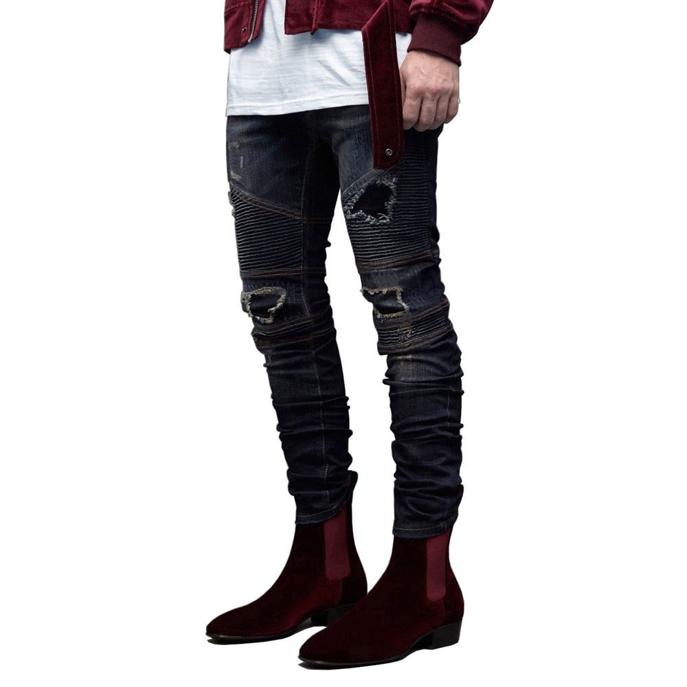 Miesten Farkut Revityt Biker-farkut