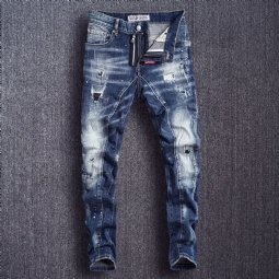 Slim Fit Spliced Designer Repilliset Farkut