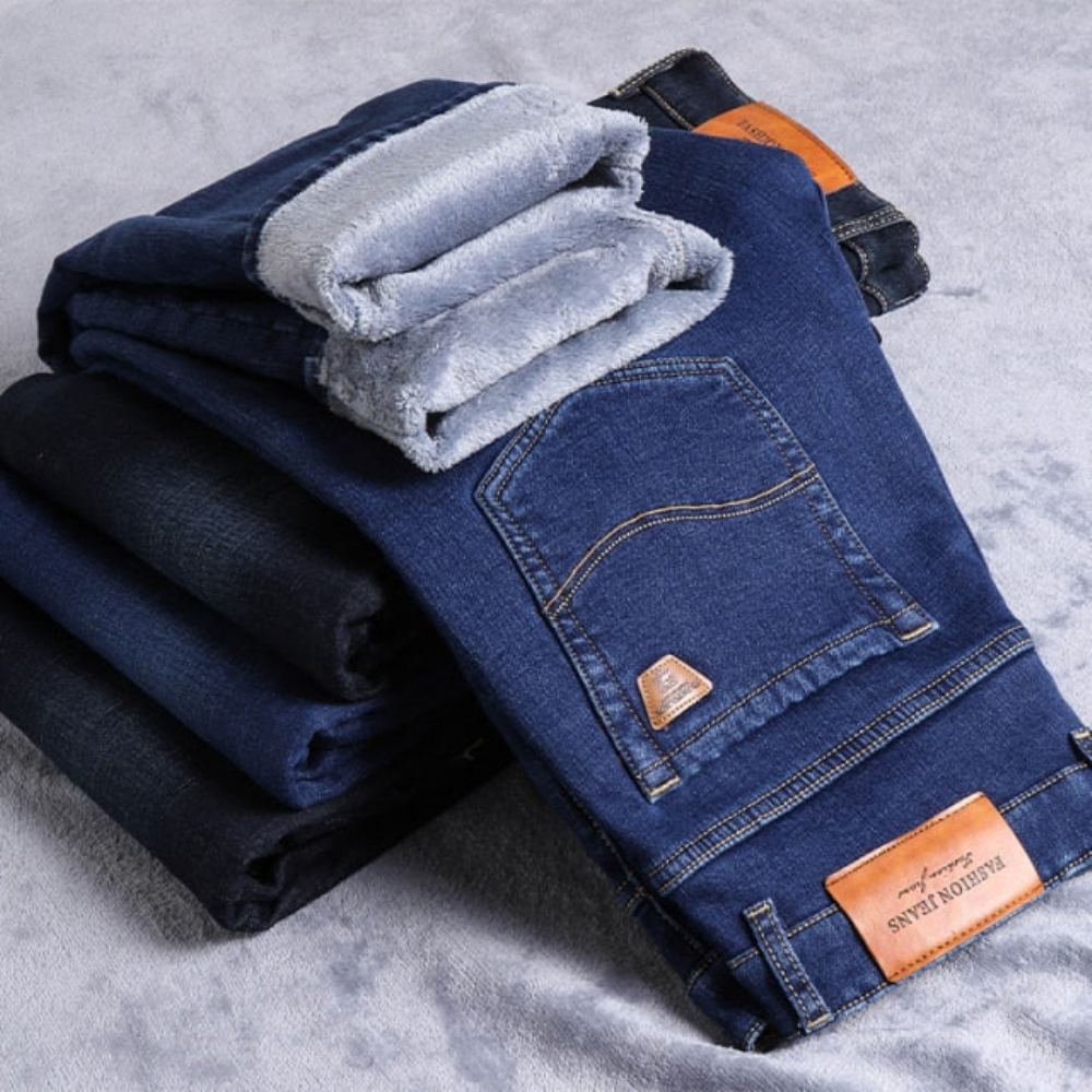 Winter Fleece Lämpimät Klassiset Farkut