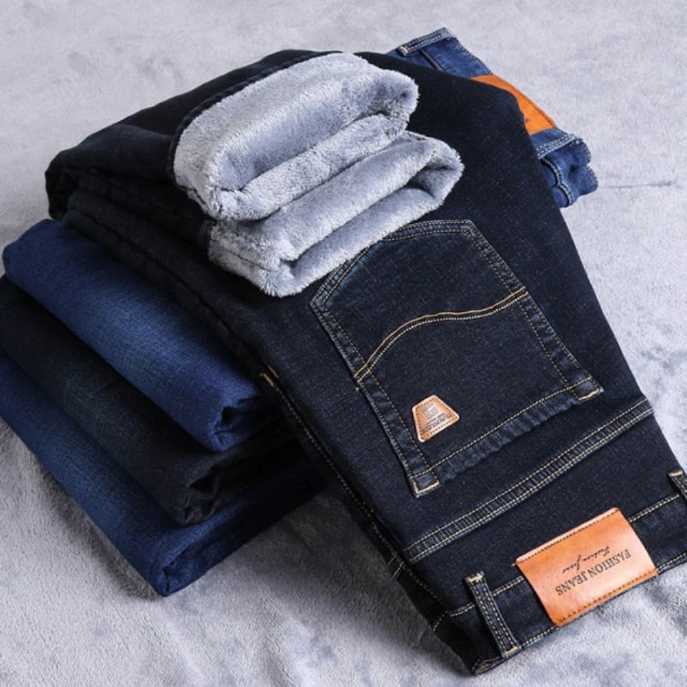 Winter Fleece Lämpimät Klassiset Farkut