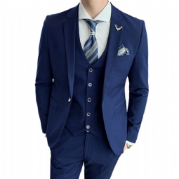 Miesten Puvut Brand Business Casual Slim Fit 3-osainen Puku