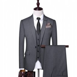 Miesten Puvut Gentleman High Quality Business Style 3-osainen Puku