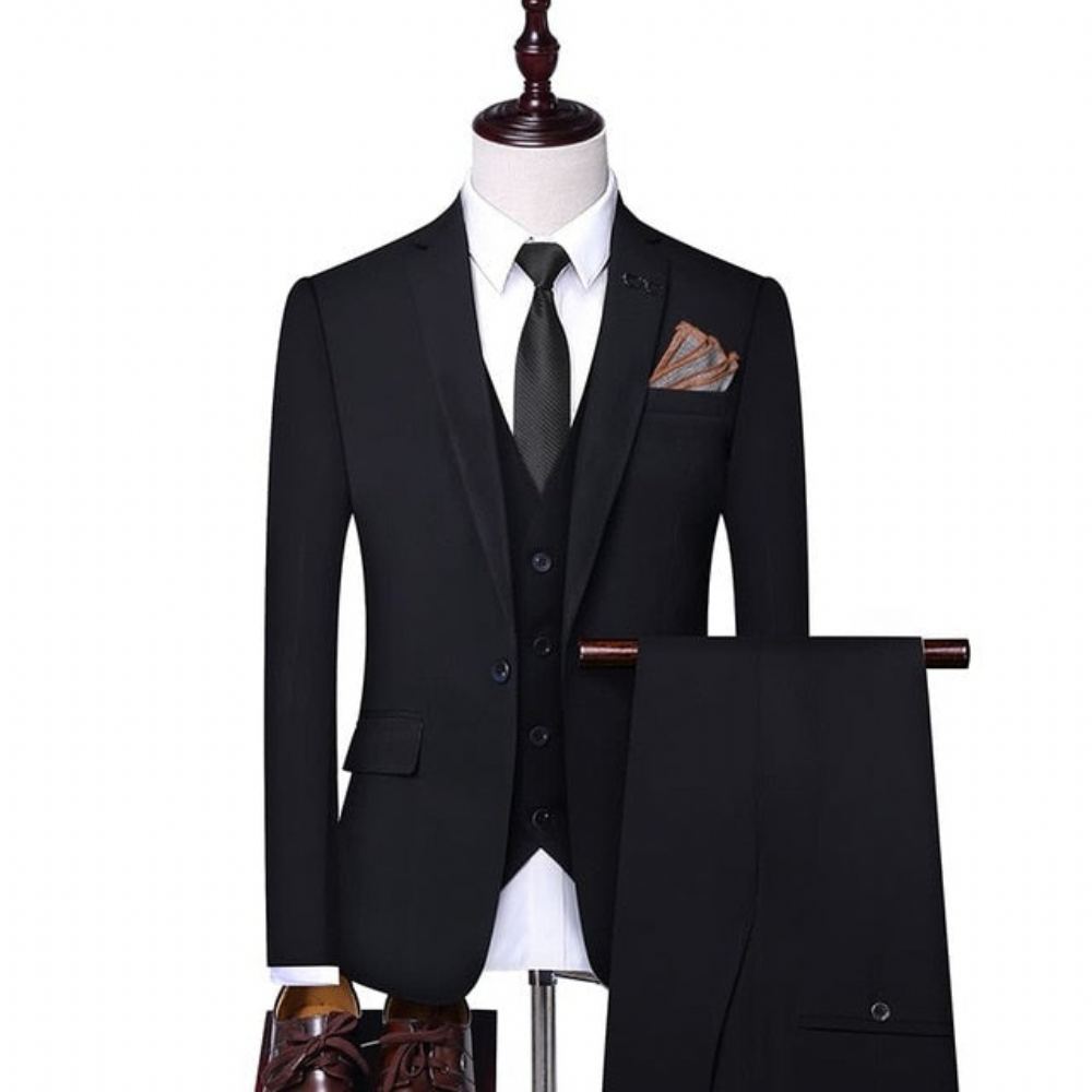 Miesten Puvut Gentleman High Quality Business Style 3-osainen Puku