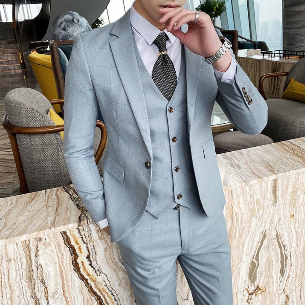 Puvut Miesten Formal Business England (takki + Liivi + Housut) Puku