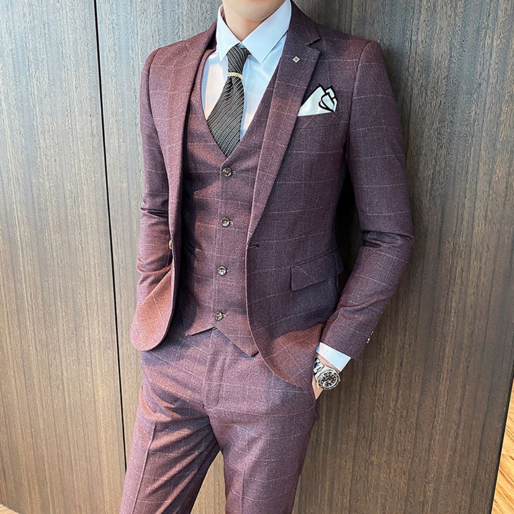 Puvut Miesten Formal Business England (takki + Liivi + Housut) Puku