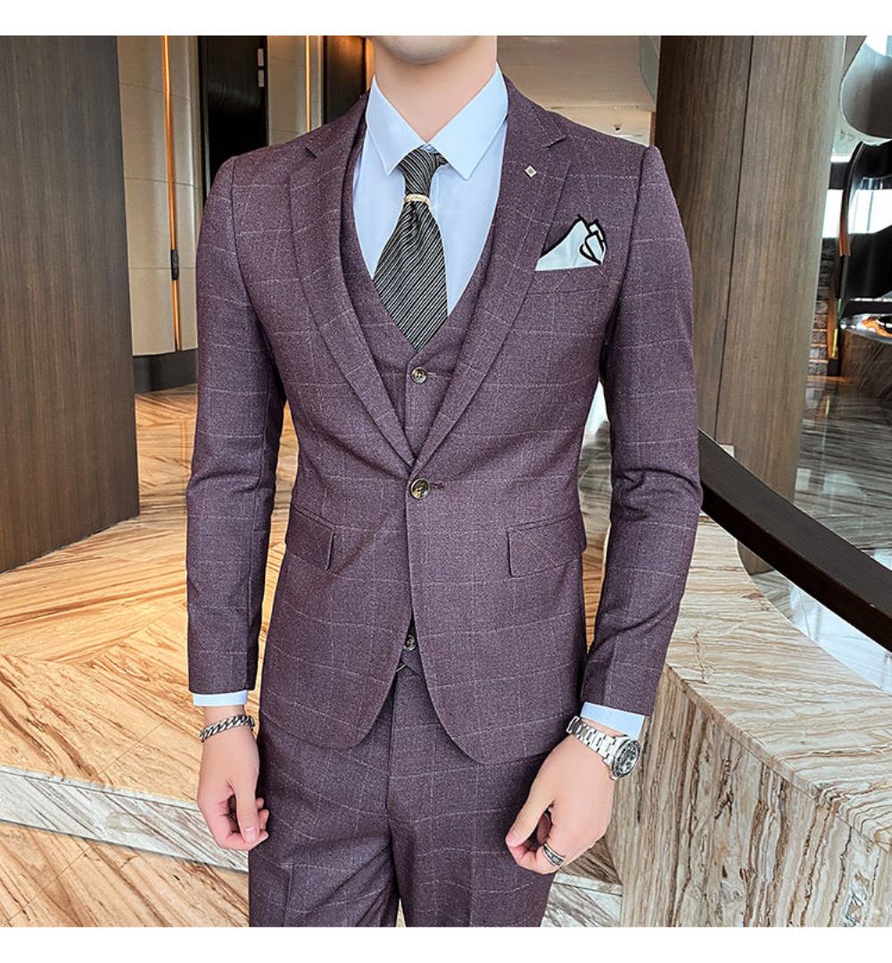 Puvut Miesten Formal Business England (takki + Liivi + Housut) Puku