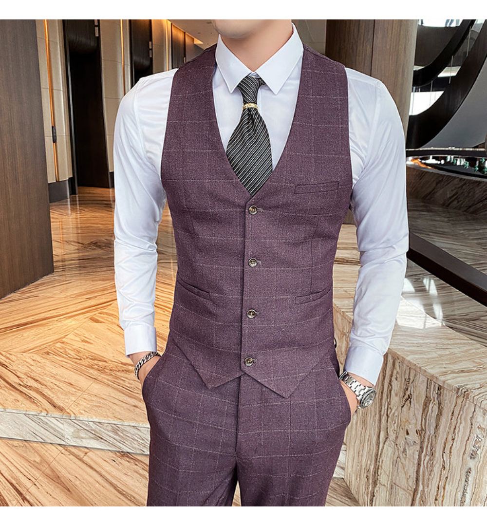 Puvut Miesten Formal Business England (takki + Liivi + Housut) Puku
