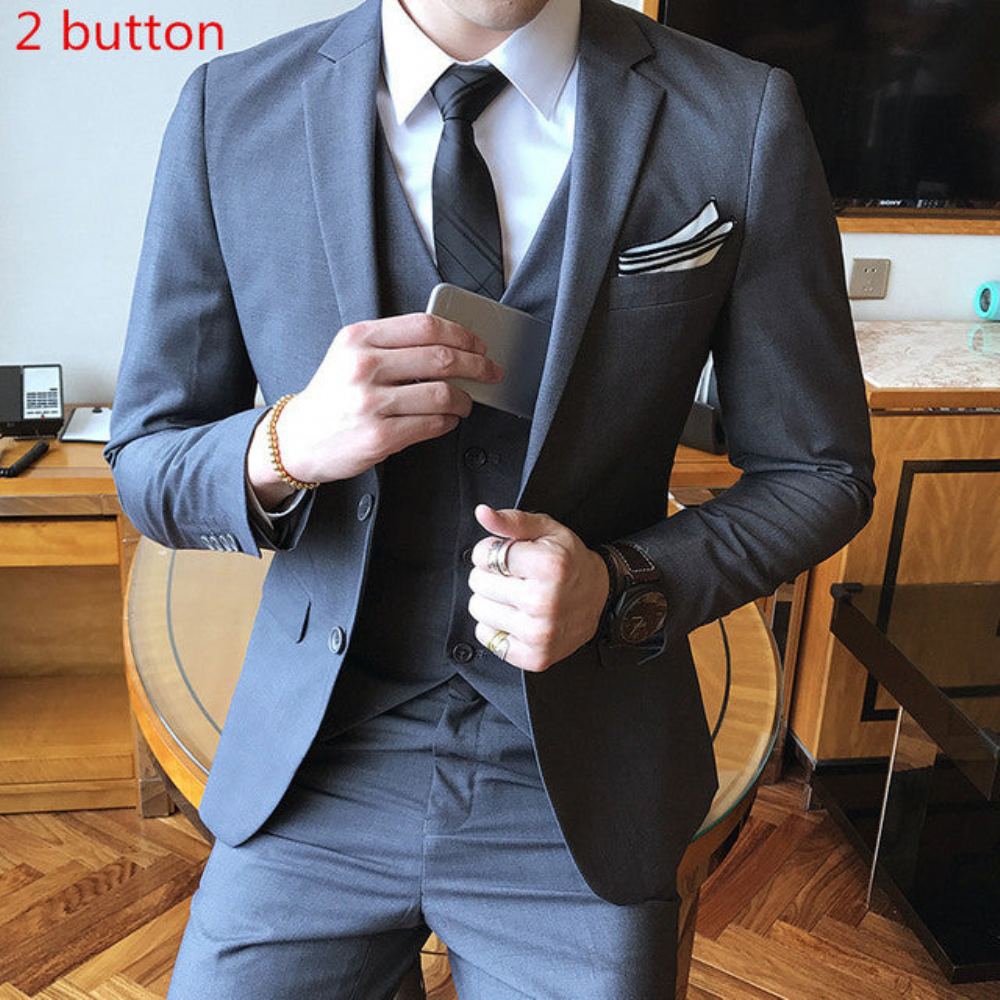 Puvut Miesten Suunnittelijan Räätälöity Tyylikäs Slim Fit 3-osainen Puku