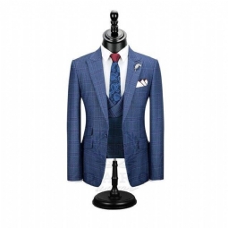 Puvut Miesten Tyylikäs Muotiruudullinen Slim Fit 3-osainen Puku