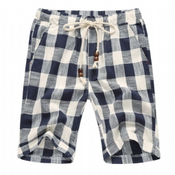 Miesten Shortsit Ruudulliset Puuvillashortsit